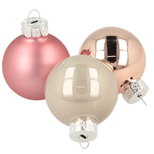 Floristik24 Bolas de vidro para decoração de árvore de Natal, rosa e cinza, Ø4cm, 24 unidades