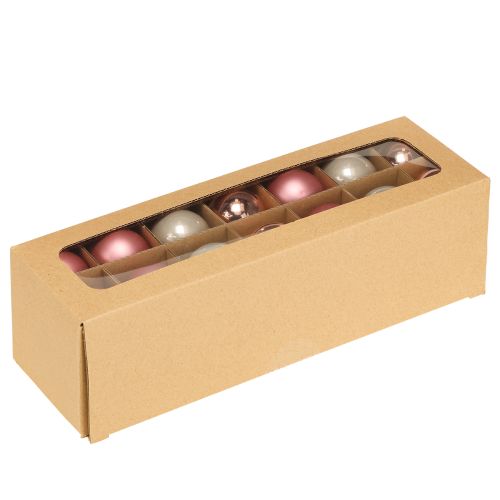 Itens Bolas de vidro para decoração de árvore de Natal, rosa e cinza, Ø4cm, 24 unidades