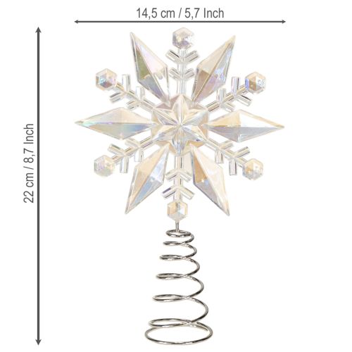 Floristik24 Decoração de topo de árvore de Natal com floco de neve Ø14,5cm
