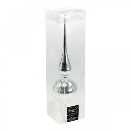 Floristik24 Topo da árvore de Natal com decoração de purpurina, decoração da árvore, topo da árvore de Natal pingente prateado / branco Alt.31cm