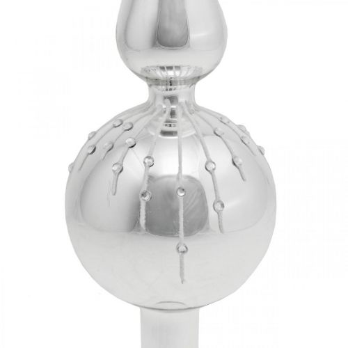 Floristik24 Topo da árvore de Natal com decoração de purpurina, decoração da árvore, topo da árvore de Natal pingente prateado / branco Alt.31cm
