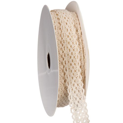 Fita de renda de algodão para decoração e artesanato, 15 mm de largura, 10 m de comprimento.