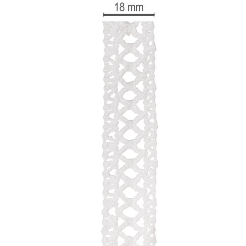 Fita de renda decorativa, algodão, para design criativo, 18mm, 10m | Floristik24.pt