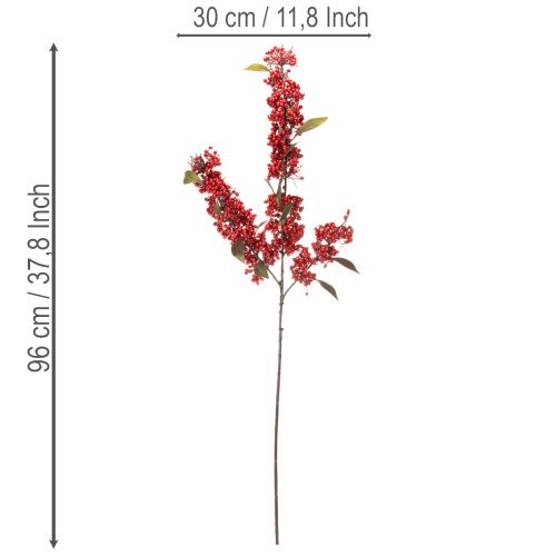 Galho artificial com frutos vermelhos e folhas, 96 cm | Floristik24.pt