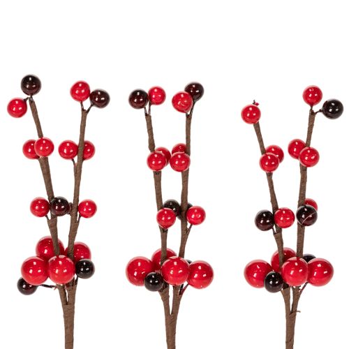 Ramo artificial com frutos vermelhos, 15 cm, 6 peças comprar | Floristik24.pt