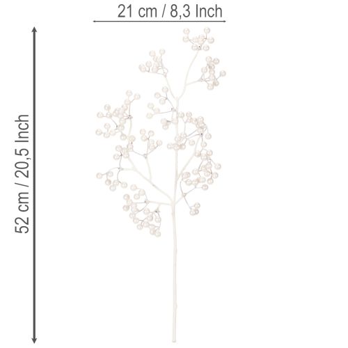 Ramo artificial de frutos silvestres brancos, material para decoração/artesanato, 52 cm | Floristik24.pt