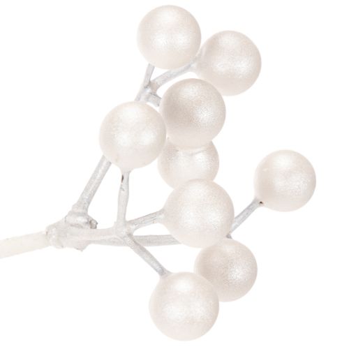 Ramo artificial de frutos silvestres brancos, material para decoração/artesanato, 52 cm | Floristik24.pt
