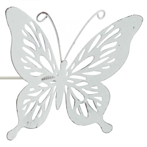 Floristik24 Estaca de cama borboleta de metal branca 43x10,5x8cm 3uds