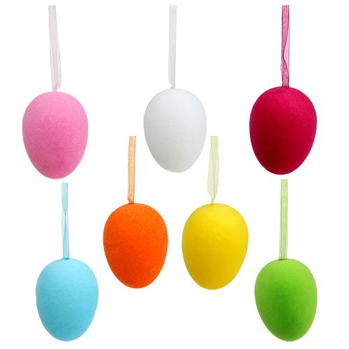 Floristik24 Ovos decorativos flocados 10cm 12 unid.