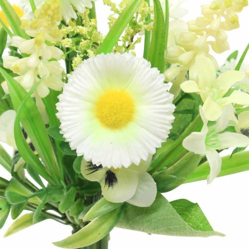 Floristik24 Bouquet de primavera com bellis e jacinto branco artificial, amarelo 25cm