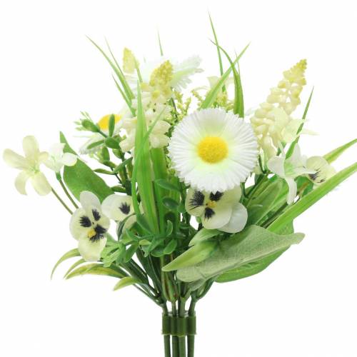 Floristik24 Bouquet de primavera com bellis e jacinto branco artificial, amarelo 25cm