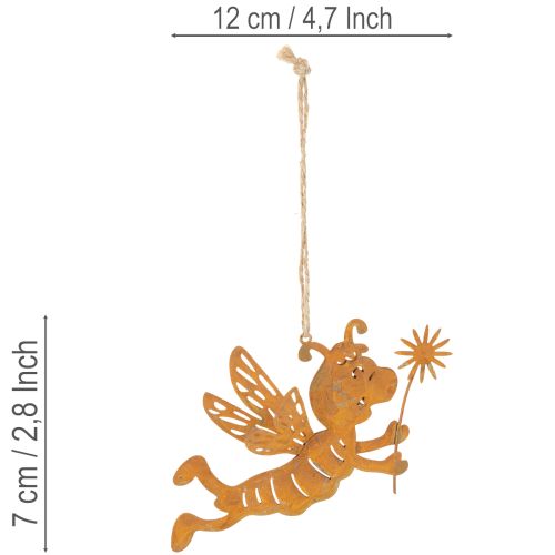 Enfeite de abelha para pendurar, metal cor ferrugem, decoração de verão, 12 cm, 6 peças | Floristik24.pt