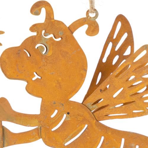 Enfeite de abelha para pendurar, metal cor ferrugem, decoração de verão, 12 cm, 6 peças | Floristik24.pt
