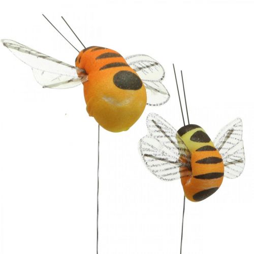 Floristik24 Abelha Deco, decoração de primavera, abelha em arame laranja, amarelo B5/6,5cm 12uds