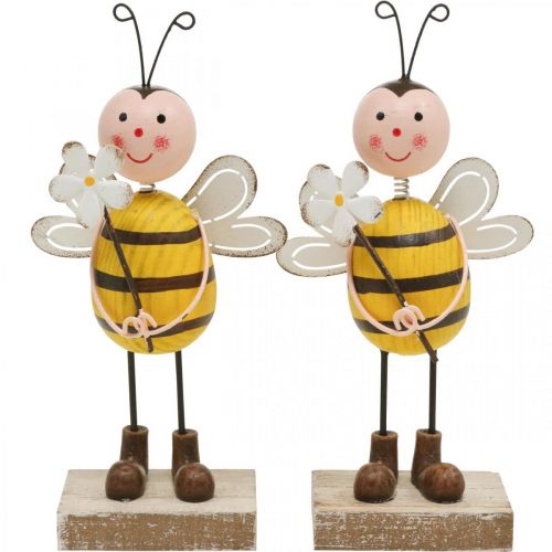 Floristik24 Abelha decorativa com flor figura decorativa decoração de verão Alt.21cm 2 peças