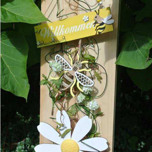 Itens Decoração para pendurar abelhas amarelo, branco, madeira dourada decoração de verão 6 peças