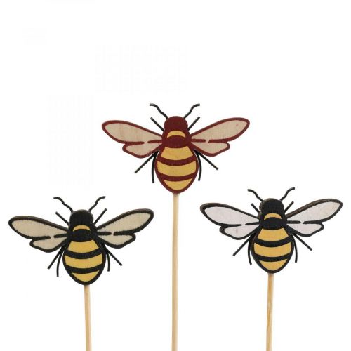 Floristik24 Plugue de abelha plugue de flor de madeira colorido natureza 34cm 12uds