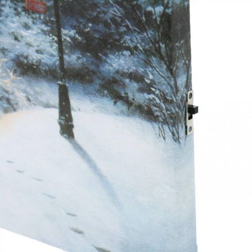 Floristik24 Paisagem de inverno mural de LED com casa 38×28cm Para bateria