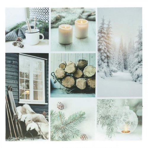 Floristik24 LED mural de Natal rústico branco 38 × 38cm para bateria