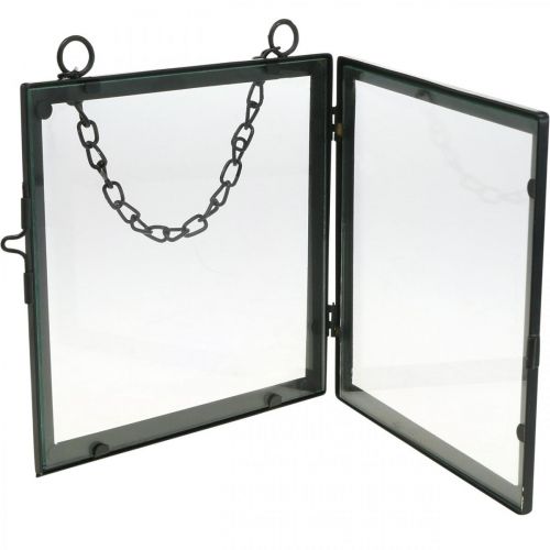 Floristik24 Porta-retrato para pendurar metal e vidro preto 18x19cm
