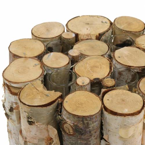 Floristik24 Frasco de bétula com tubos de ensaio naturais Ø17cm Alt.13cm