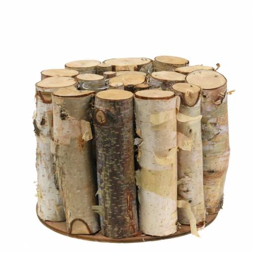 Floristik24 Frasco de bétula com tubos de ensaio naturais Ø17cm Alt.13cm