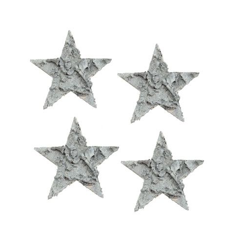 Decoração dispersa estrela de bétula branqueada Ø4cm 80 peças