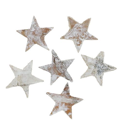Floristik24 Estrelas de bétula mini 2cm - 2,5cm caiadas 150p