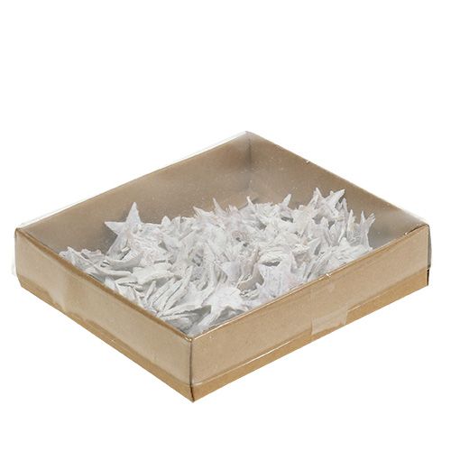 Itens Estrelas de bétula mini 2cm - 2,5cm caiadas de branco 150 un