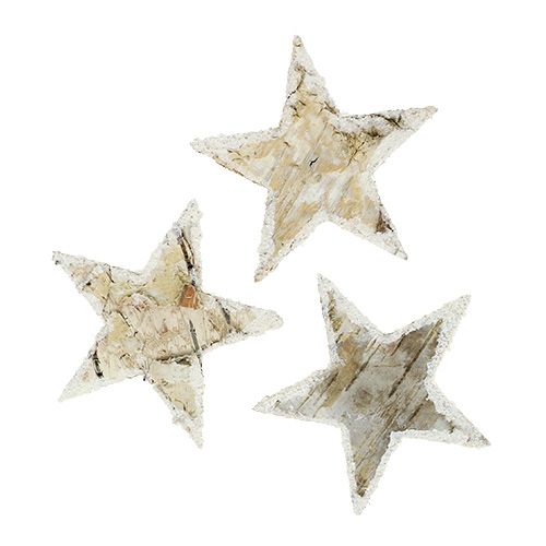 Itens Estrelas de bétula natureza nevou 6,5 cm 30p
