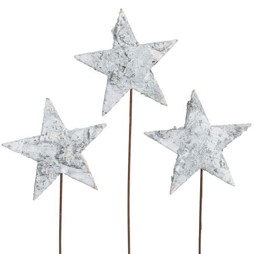 Itens Estrelas de bétula em arame estrelas casca de bétula branca 6 cm 24 unidades