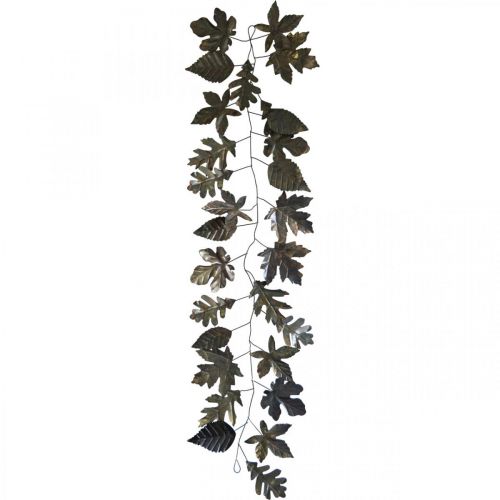 Floristik24 Guirlanda de metal para decoração de parede folhas de latão L100cm W27cm