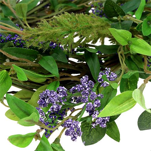 Floristik24 Coroa de folhas com lavanda 30cm