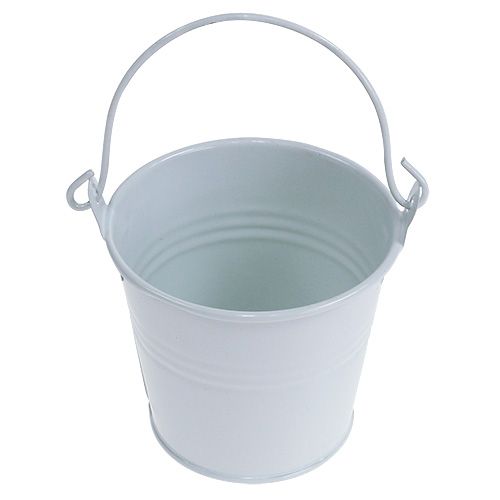 Floristik24 Balde de lata branco Ø8cm H7cm 12p