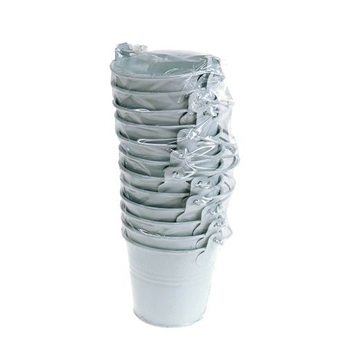 Floristik24 Balde de lata branco Ø8cm H7cm 12p