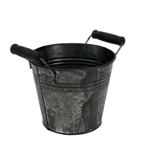 Floristik24 Balde de lata antigo Ø14cm H12cm
