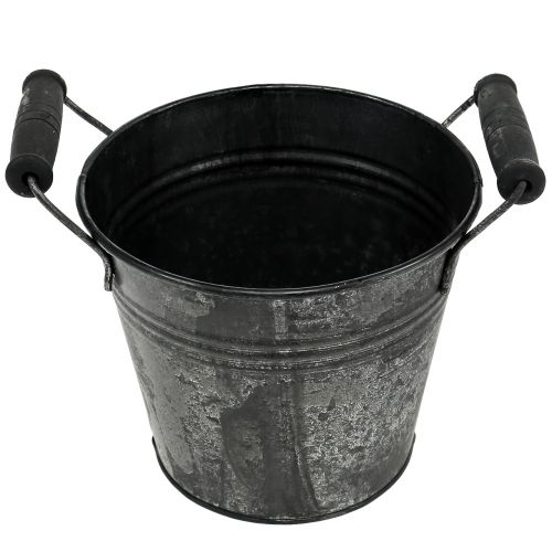 Floristik24 Balde de lata antigo Ø14cm H12cm