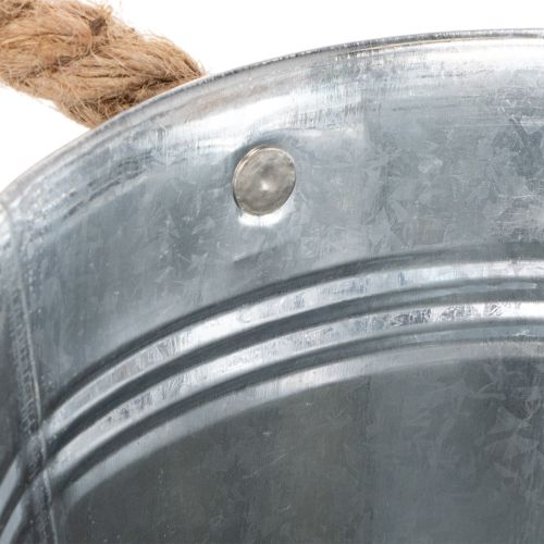 Balde de metal brilhante com alças de corda, Ø16cm | Floristik24.pt