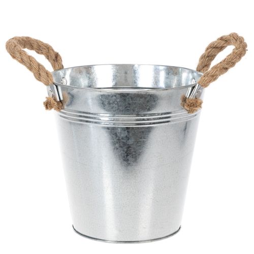 Balde de metal brilhante com alças de corda, Ø18cm comprar | Floristik24.pt