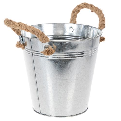 Balde de metal brilhante com alças de corda, Ø18cm | Floristik24.pt