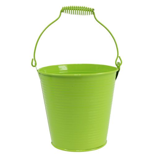 Floristik24 Balde de lata verde maçã Ø15cm A14,5cm