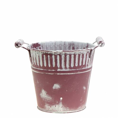 Balde de lata roxo branco lavado Ø13cm Alt.12cm 1 peça | Floristik24.pt