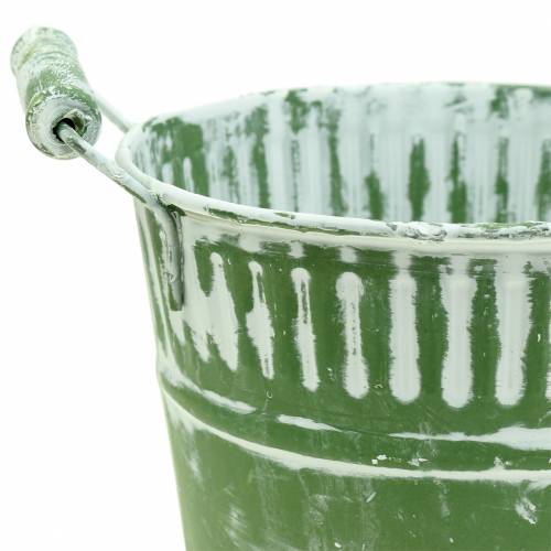 Floristik24 Balde de lata verde caiado Ø19cm Alt.17cm 1 peça