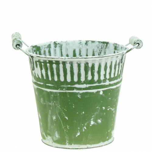 Balde de lata verde caiado Ø16cm Alt.15cm 1 peça | Floristik24.pt