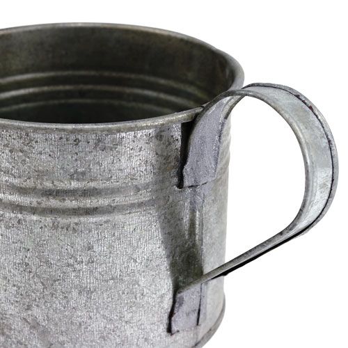 Floristik24 Regador de chapa de metal prata mate Ø10,5 cm Alt.10 cm 8 unidades