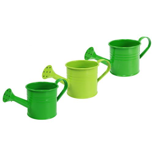 Floristik24 Regadores de lata tipo verde. Ø7.5cm H6.5cm 8pcs