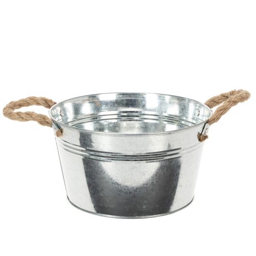 Tigela de metal brilhante com alças de corda, Ø22cm comprar | Floristik24.pt