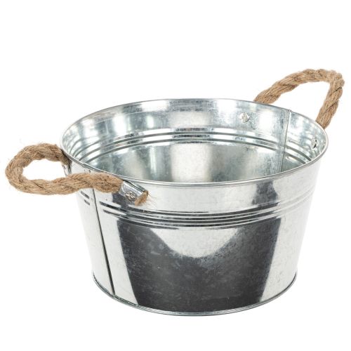 Tigela de metal brilhante com alças de corda, Ø22cm | Floristik24.pt