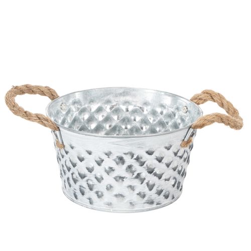 Tigela de chapa metálica com alças de corda Ø18cm A10cm comprar | Floristik24.pt
