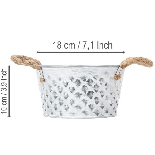 Tigela de chapa metálica com alças de corda Ø18cm A10cm | Floristik24.pt